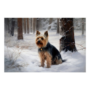Silky Terrier Lass es schneien Weihnachten Poster