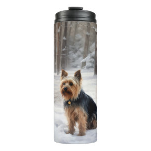 Silky Terrier Lass es schneien Weihnachten Thermosbecher