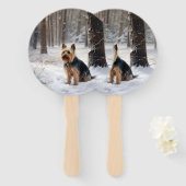 Silky Terrier lässt es Weihnachten schnee Fächer (Vorne und Hinten)