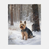 Silky Terrier lässt es Weihnachten schnee Fleecedecke (Vorderseite)