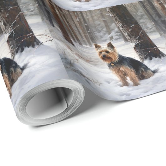 Silky Terrier lässt es Weihnachten schnee Geschenkpapier (Rolleneckpunkt)