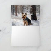 Silky Terrier lässt es Weihnachten schnee Karte (Innenseite)