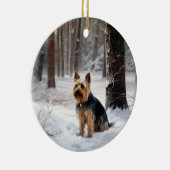 Silky Terrier lässt es Weihnachten schnee Keramik Ornament (Rechts)