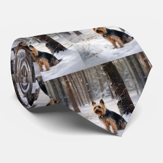 Silky Terrier lässt es Weihnachten schnee Krawatte (Gerollt)