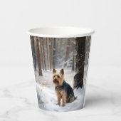 Silky Terrier lässt es Weihnachten schnee Pappbecher (Rückseite)