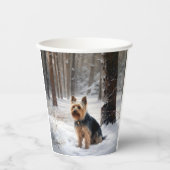 Silky Terrier lässt es Weihnachten schnee Pappbecher (Vorderseite)