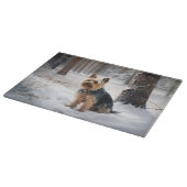 Silky Terrier lässt es Weihnachten schnee Schneidebrett (Ecke)