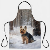 Silky Terrier lässt es Weihnachten schnee Schürze (Vorderseite)