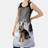 Silky Terrier lässt es Weihnachten schnee Schürze (InSitu)