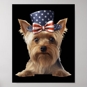 Silky Terrier mit dem Patrioten US-Amerikaner unab Poster