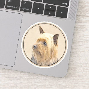 Silky Terrier Painting - Niedliche Original Dog Ar Aufkleber