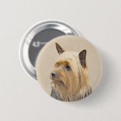 Silky Terrier Painting - Niedliche Original Dog Ar Button (Vorne & Hinten)
