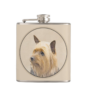Silky Terrier Painting - Niedliche Original Dog Ar Flachmann