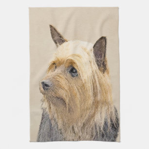 Silky Terrier Painting - Niedliche Original Dog Ar Geschirrtuch