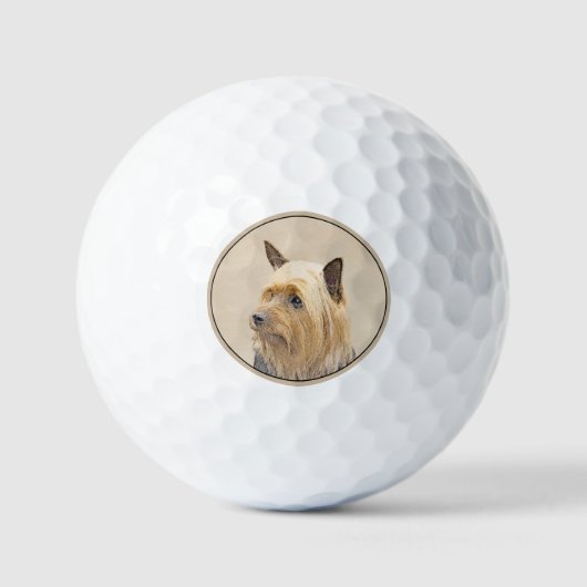 Silky Terrier Painting - Niedliche Original Dog Ar Golfball (Vorderseite)