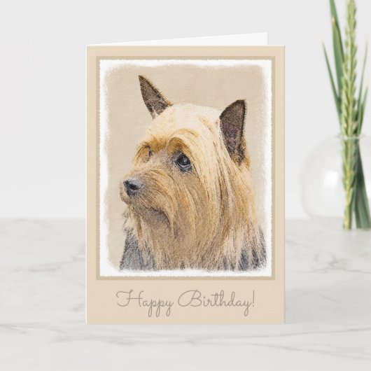Silky Terrier Painting - Niedliche Original Dog Ar Karte (Vorderseite)