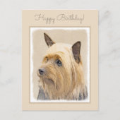 Silky Terrier Painting - Niedliche Original Dog Ar Postkarte (Vorderseite)
