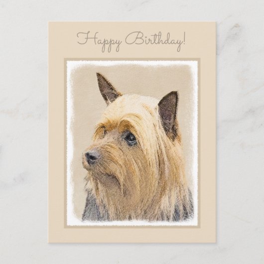 Silky Terrier Painting - Niedliche Original Dog Ar Postkarte (Vorderseite)