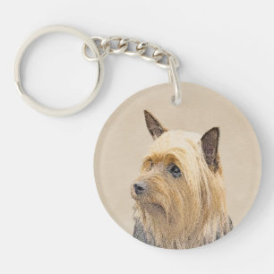 Silky Terrier Painting - Niedliche Original Dog Ar Schlüsselanhänger