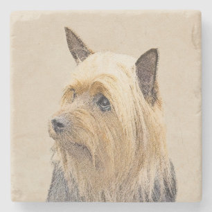 Silky Terrier Painting - Niedliche Original Dog Ar Steinuntersetzer