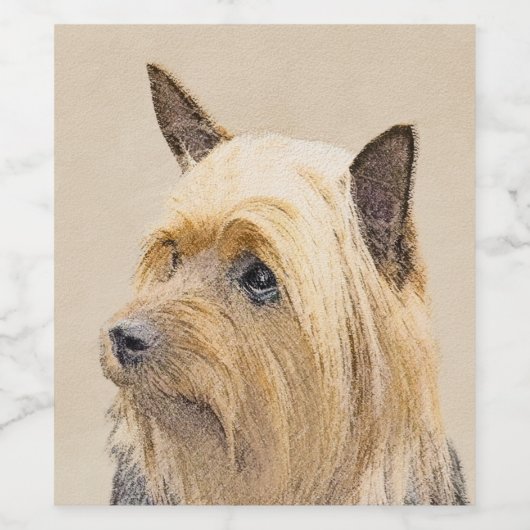 Silky Terrier Painting - Niedliche Original Dog Ar Weinetikett (Einzelnes Label)