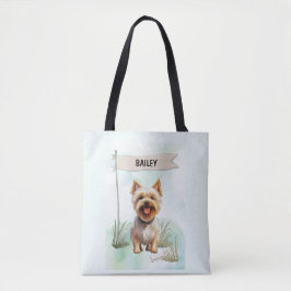 Silky Terrier Watercolor Personalized Dog Tasche