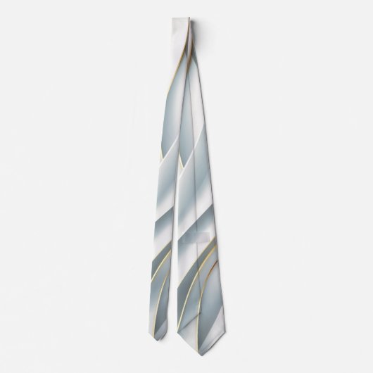 Silky White and Gold Elegant Classic Men’s Necktie Krawatte (Rückseite)