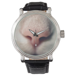 Silky White Kitty Vintag Leder Strap Watch Armbanduhr