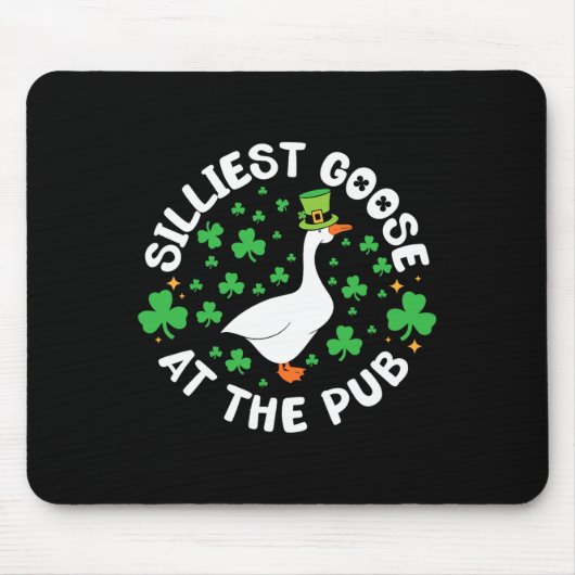 Silliest Goose At The Pub Funny Shamrock St Patric Mousepad (Vorne)