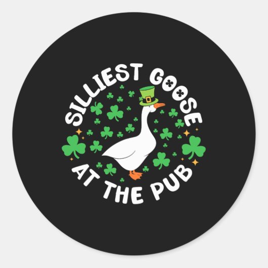 Silliest Goose At The Pub Funny Shamrock St Patric Runder Aufkleber (Vorderseite)