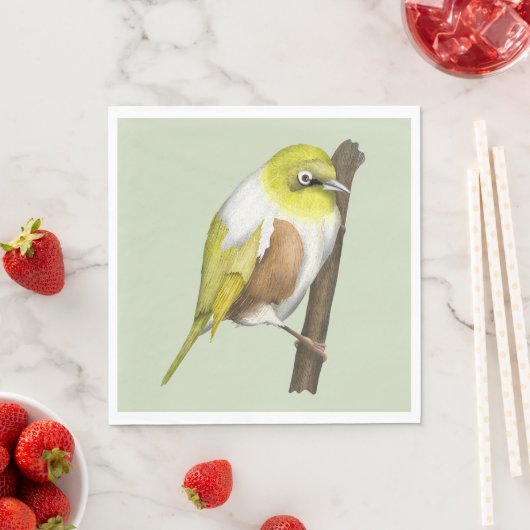 Sillvereye tauhou Neuseeländischer Vogel Serviette (Beispiel)