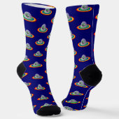 Silly Alien and Spaceship Socken (Gewinkelt)