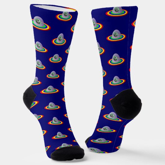 Silly Alien and Spaceship Socken (Gewinkelt)