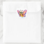 Silly Butterfly Cartoon With Glasses Quadratischer Aufkleber (Tasche)