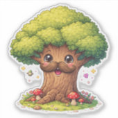 Silly cartoon tree Custom-Cut Vinyl Sticker (Vorderseite)