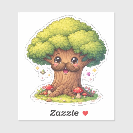 Silly cartoon tree Custom-Cut Vinyl Sticker (Blatt)