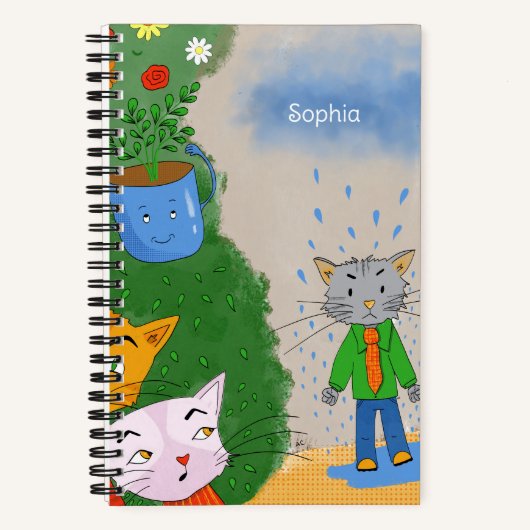 Silly Cat Personalized Spiral Notebook Notizblock (Vorderseite)