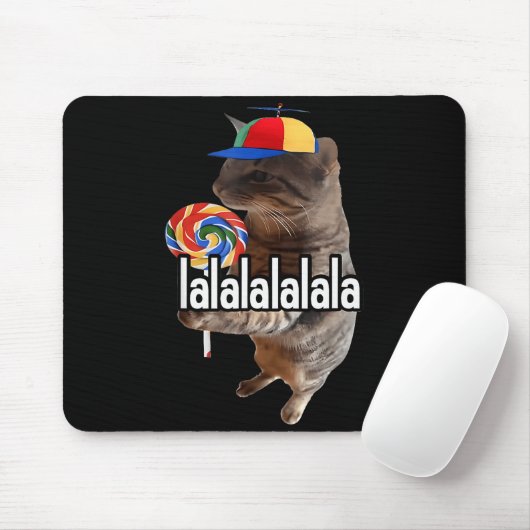 Silly Cat With Lollip Meme Mousepad (Mit Mouse)