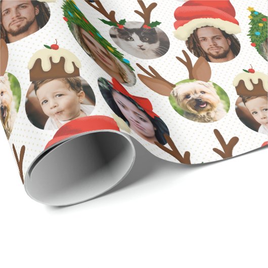 Silly Christmas Hats Six Photo Geschenkpapier (Rolleneckpunkt)