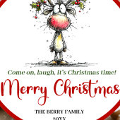 Silly funny deer sticker cartoon holiday artwork