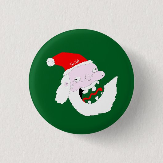 Silly goofy Santa Claus cartoon face Button (Vorderseite)