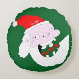 Silly goofy Santa Claus cartoon face Rundes Kissen