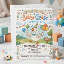 Silly Goose 1. Geburtstagseinladung | Whimsical