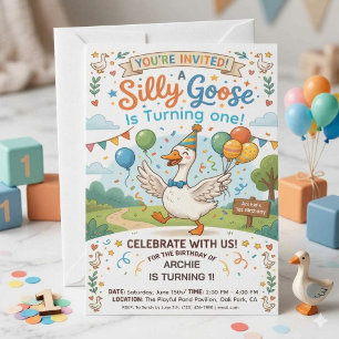 Silly Goose 1. Geburtstagseinladung Whimsical Einladung