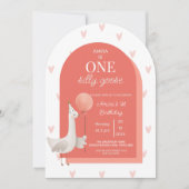 Silly Goose 1st Birthday Boho Invitation Girl Einladung (Vorderseite)