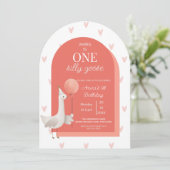 Silly Goose 1st Birthday Boho Invitation Girl Einladung (Stehend Vorderseite)