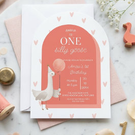 Silly Goose 1st Birthday Boho Invitation Girl Einladung