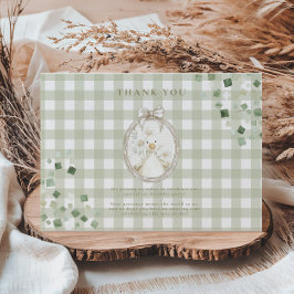 Silly Goose 1st Birthday Green Gingham Dankeskarte