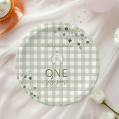 Silly Goose 1st Birthday Green Gingham Pappteller