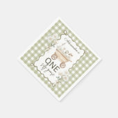 Silly Goose 1st Birthday Green Gingham Serviette (Ecke)